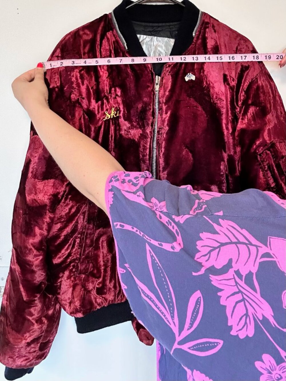 Vtg 80s 90s Crushed Velvet Sukajan Souvenir Jacket - Korea Dragon Bomber - Picture 16 of 16